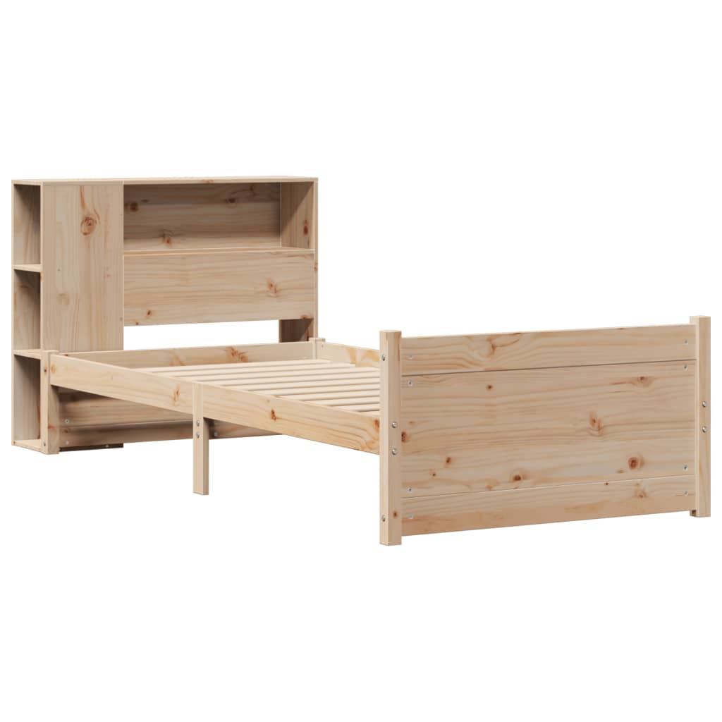 Bookcase Bed Without Mattress 90X190Cm Single Solid Wood Pine