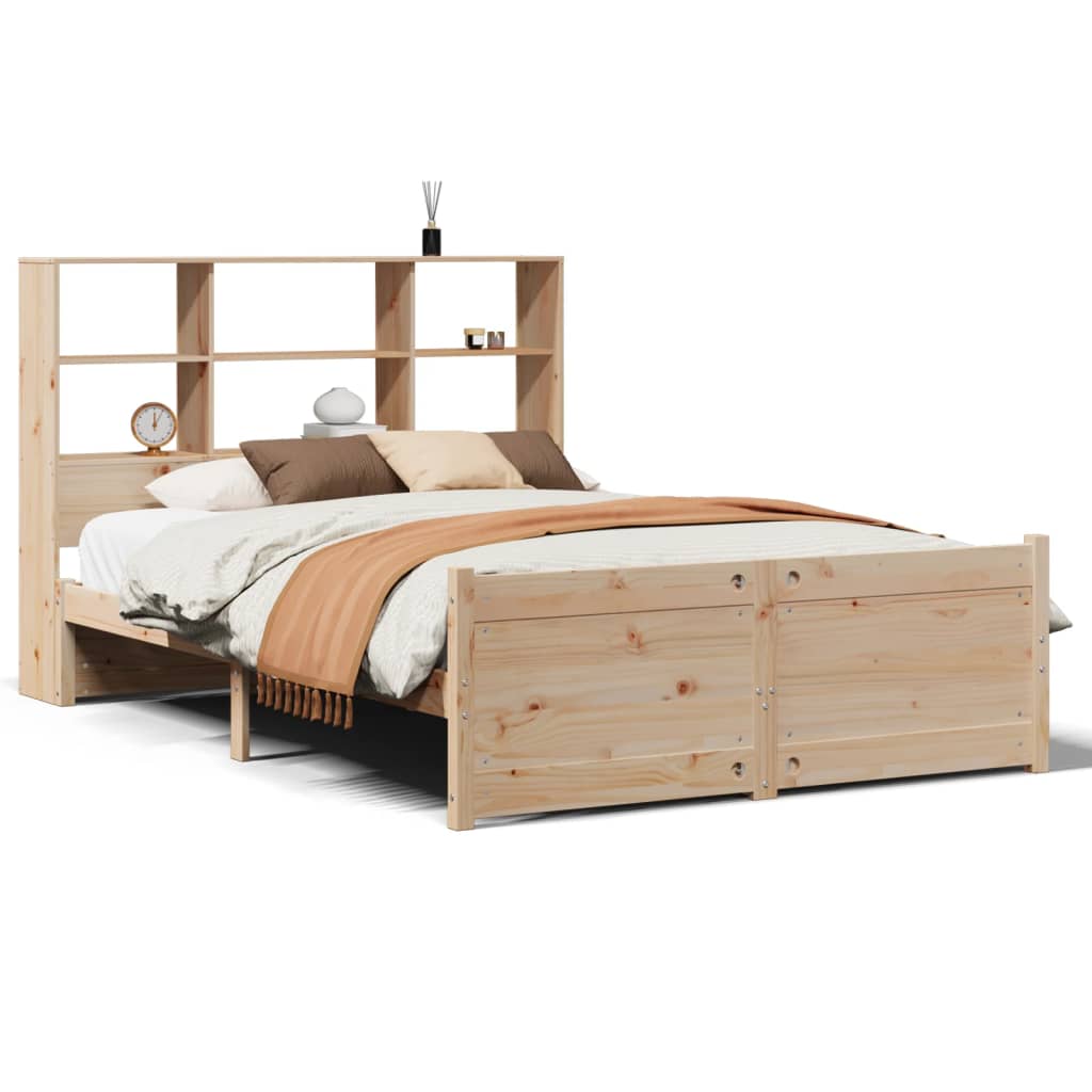 Bookcase Bed Without Mattress Double Solid Wood Pine