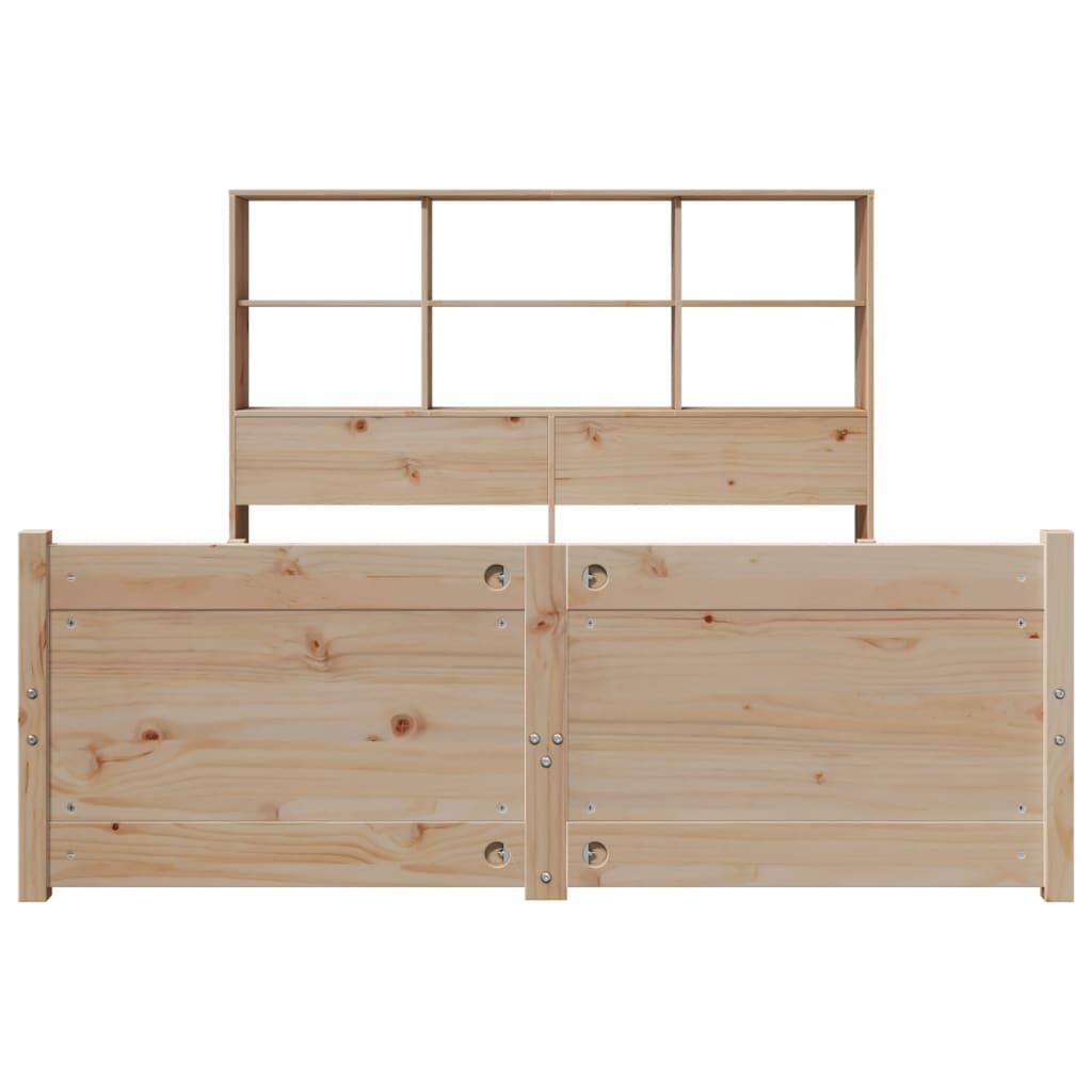 Bookcase Bed Without Mattress Double Solid Wood Pine