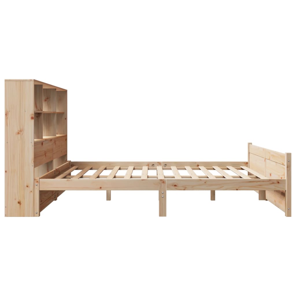 Bookcase Bed Without Mattress Double Solid Wood Pine