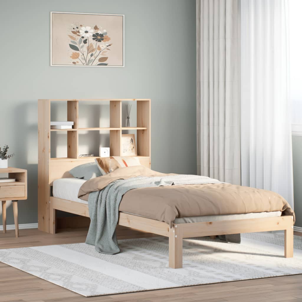 Bookcase Bed Without Mattress Single Solid Wood Pine