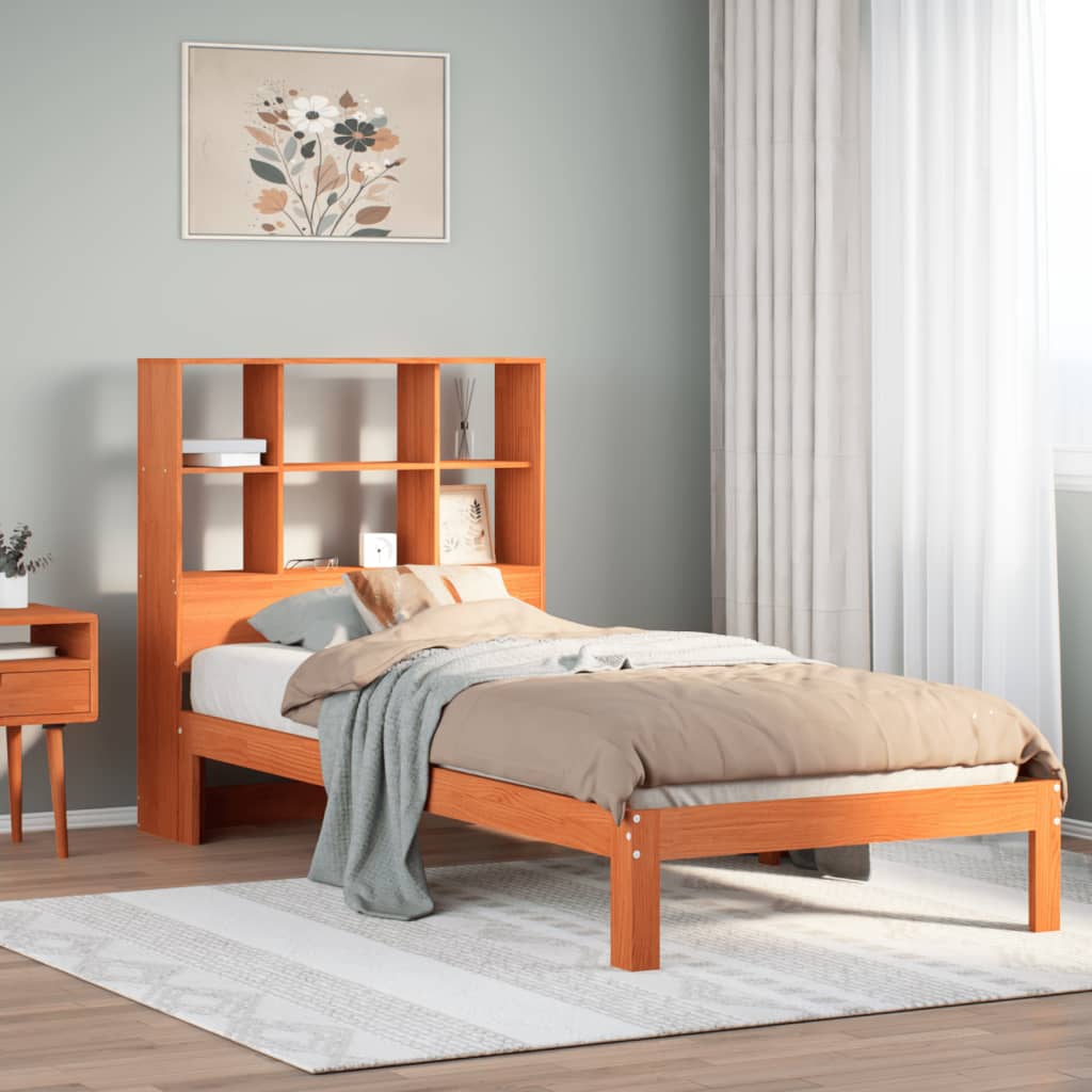 Bookcase Bed Without Mattress Single Solid Wood Pine