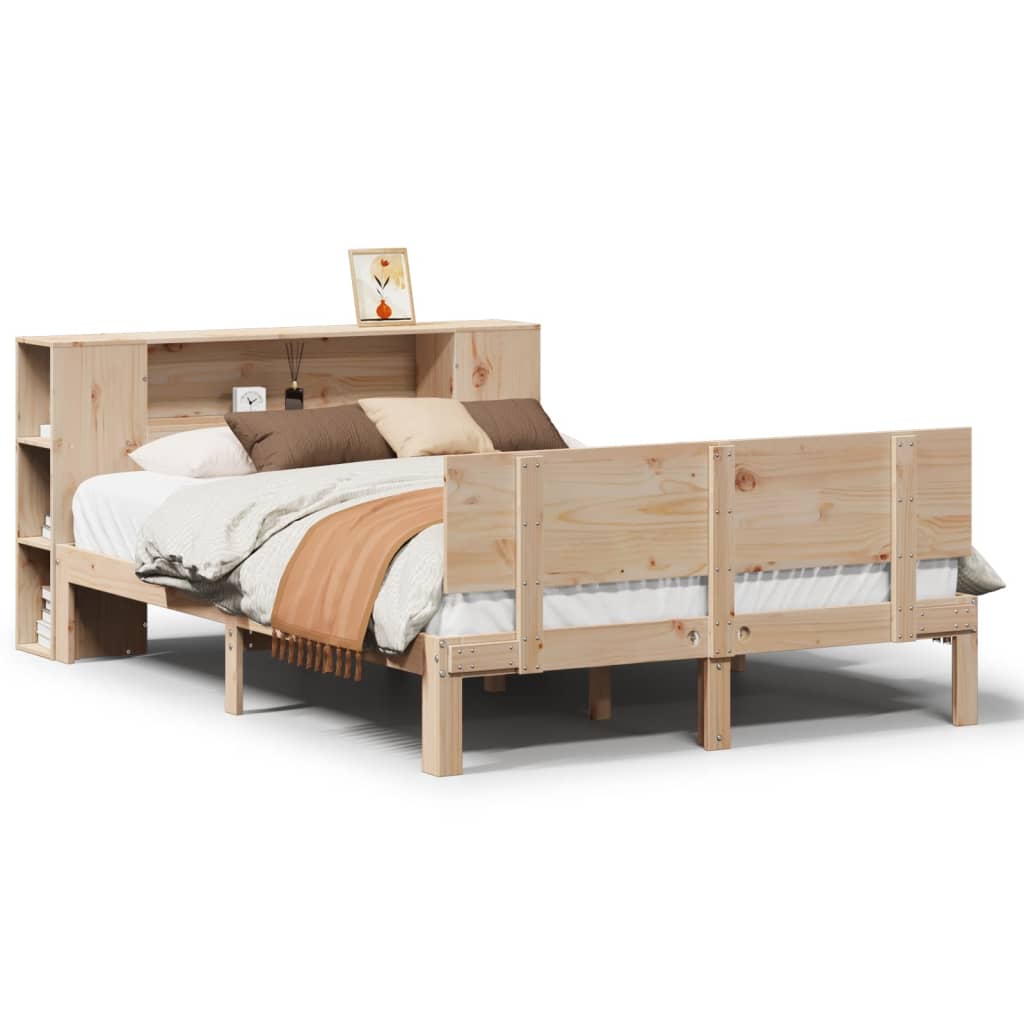 Bookcase Bed Without Mattress King Size Solid Wood Pine
