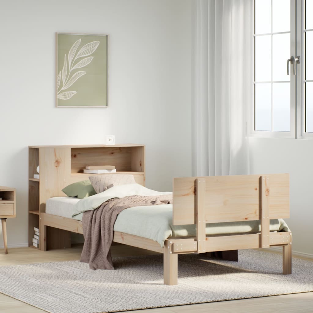 Bookcase Bed Without Mattress 100X200Cm Solid Wood Pine