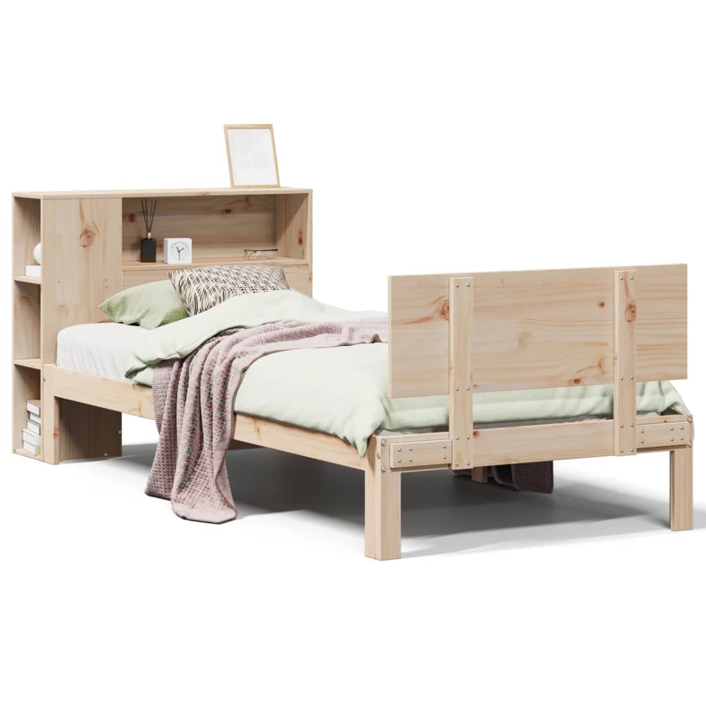 Bookcase Bed Without Mattress 100X200Cm Solid Wood Pine