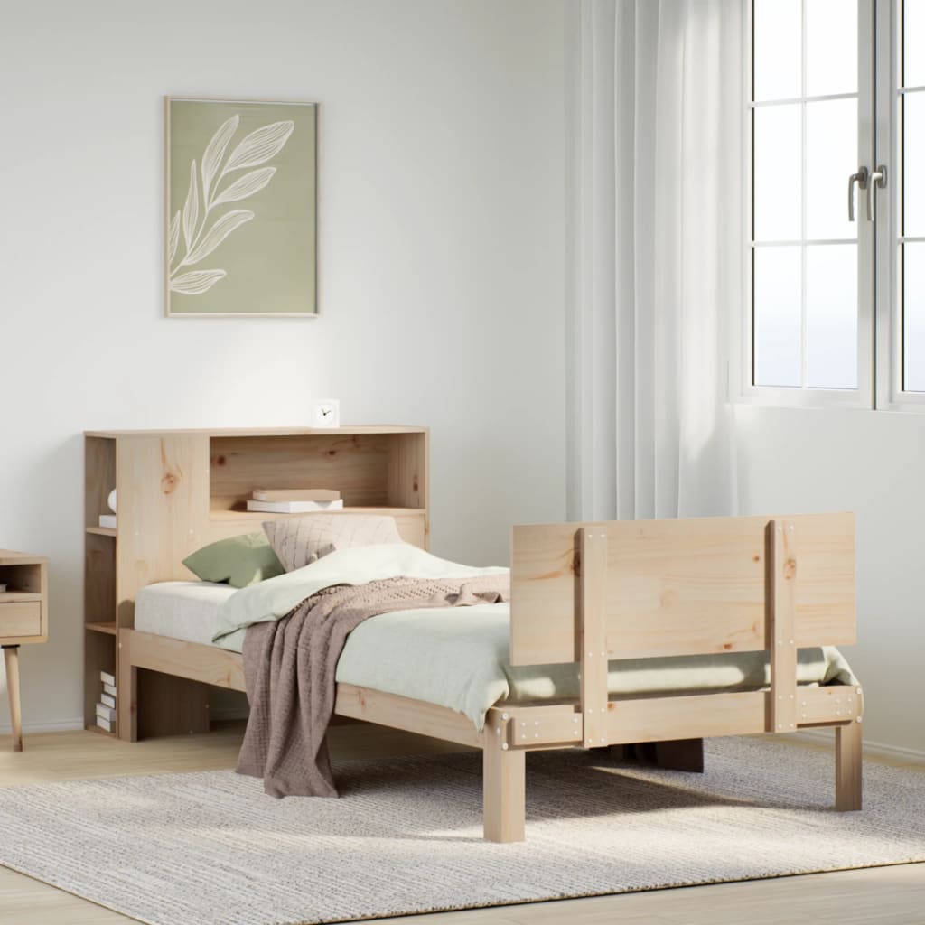 Bookcase Bed Without Mattress 100X200Cm Solid Wood Pine
