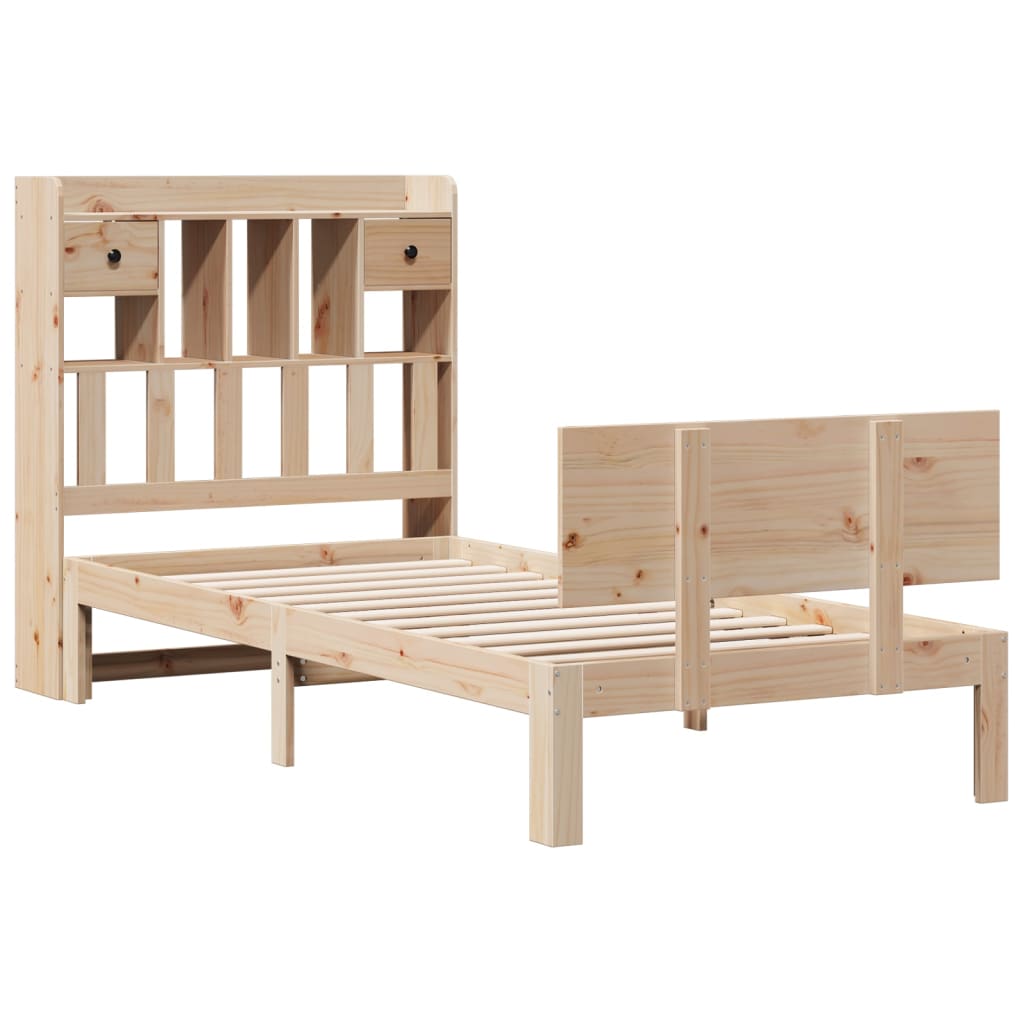 Bookcase Bed Without Mattress 75X190Cm Solid Wood Pine