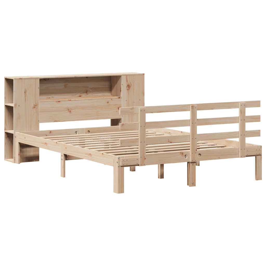 Bookcase Bed Without Mattress King Size Solid Wood Pine