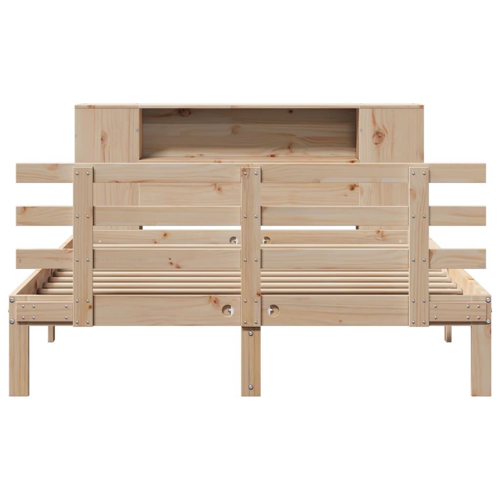 Bookcase Bed Without Mattress King Size Solid Wood Pine