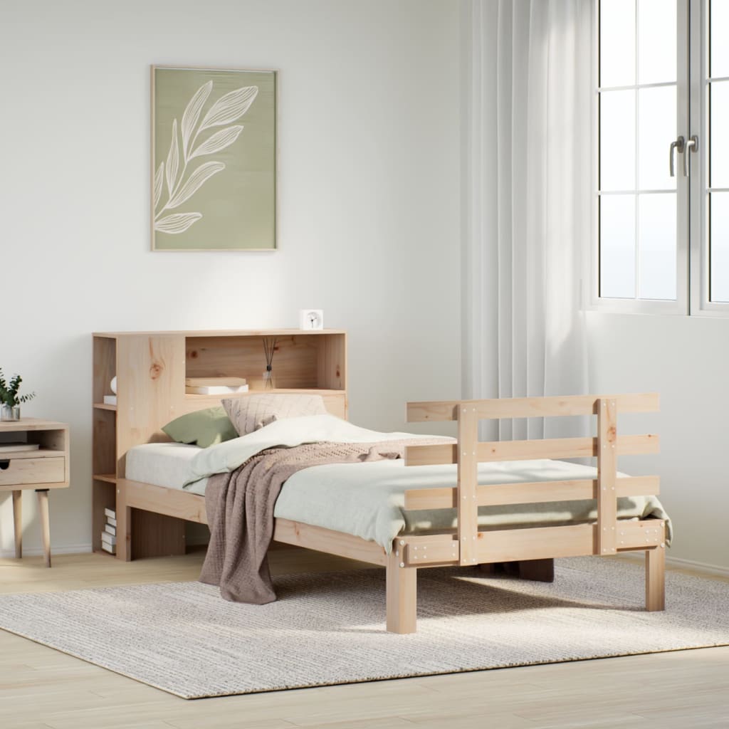 Bookcase Bed Without Mattress 90X200Cm Solid Wood Pine