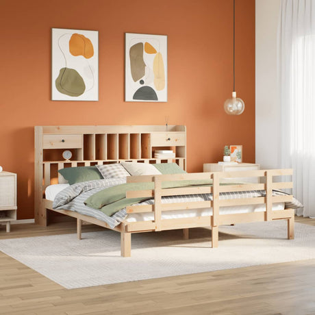 Bookcase Bed Without Mattress 90X200Cm Solid Wood Pine