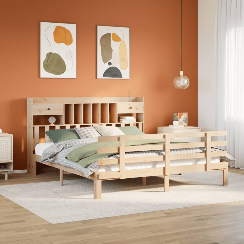 Bookcase Bed Without Mattress 90X200Cm Solid Wood Pine
