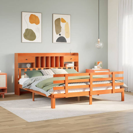 Bookcase Bed Without Mattress 90X200Cm Solid Wood Pine