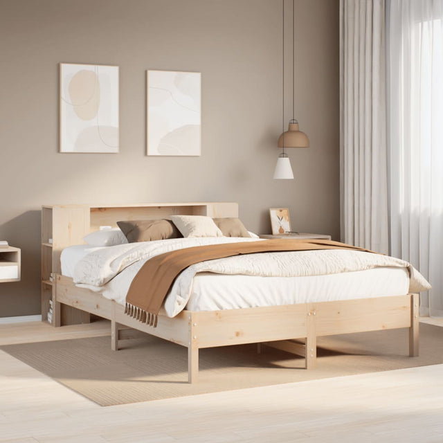 Bookcase Bed Without Mattress 150X200 Cm King Solid Wood Pine