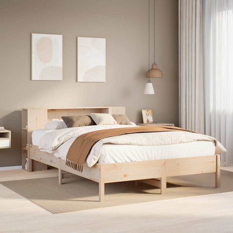 Bookcase Bed Without Mattress 150X200 Cm King Solid Wood Pine