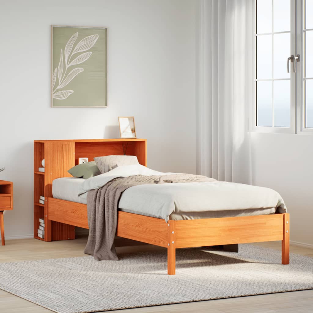 Bookcase Bed Without Mattress 90X200Cm Solid Wood Pine