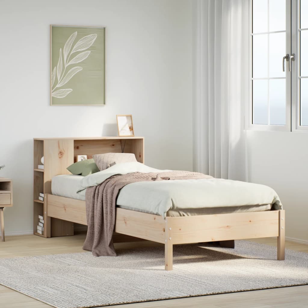 Bookcase Bed Without Mattress 90X200Cm Solid Wood Pine