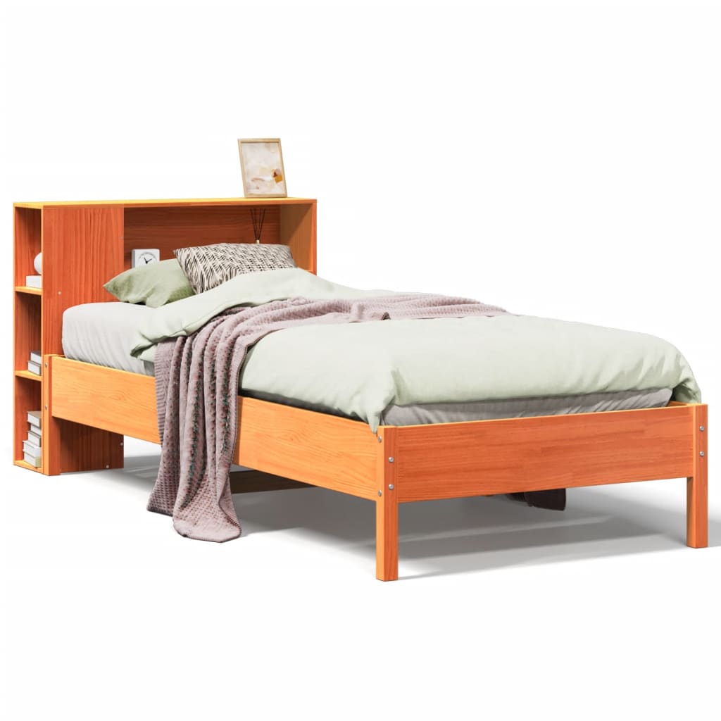 Bookcase Bed Without Mattress 90X200Cm Solid Wood Pine