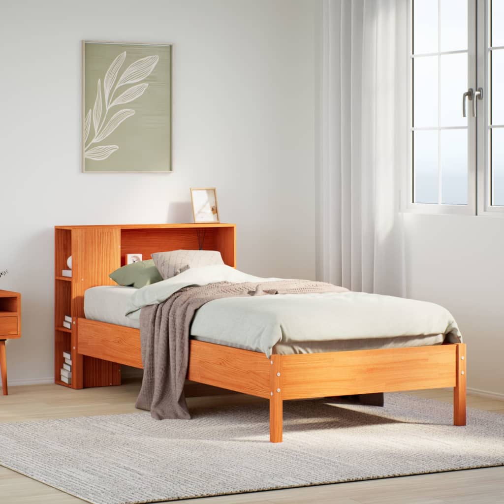 Bookcase Bed Without Mattress 90X200Cm Solid Wood Pine