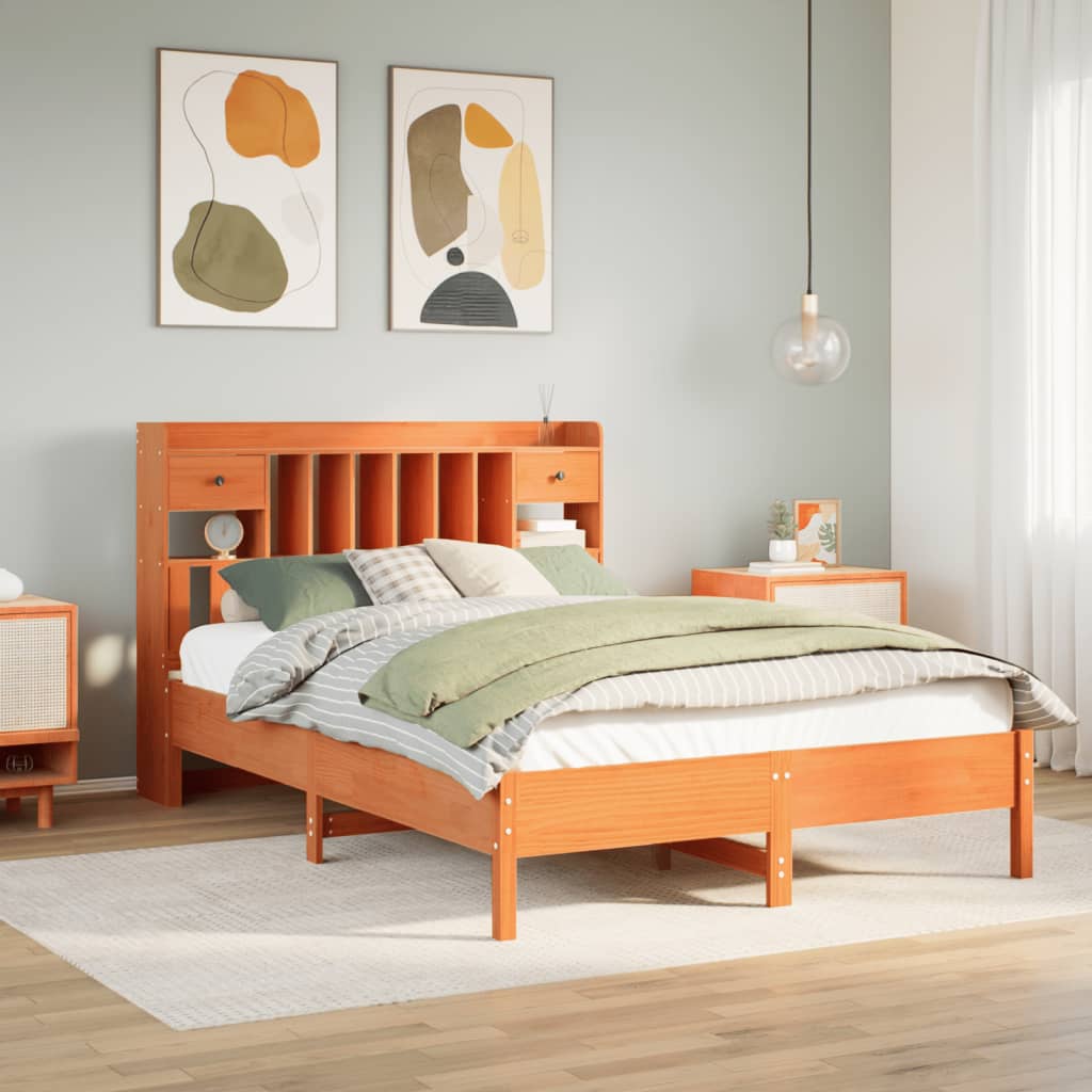 Bookcase Bed Without Mattress Solid Wood Pine