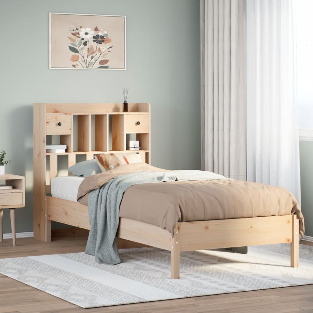Bookcase Bed Without Mattress Solid Wood Pine