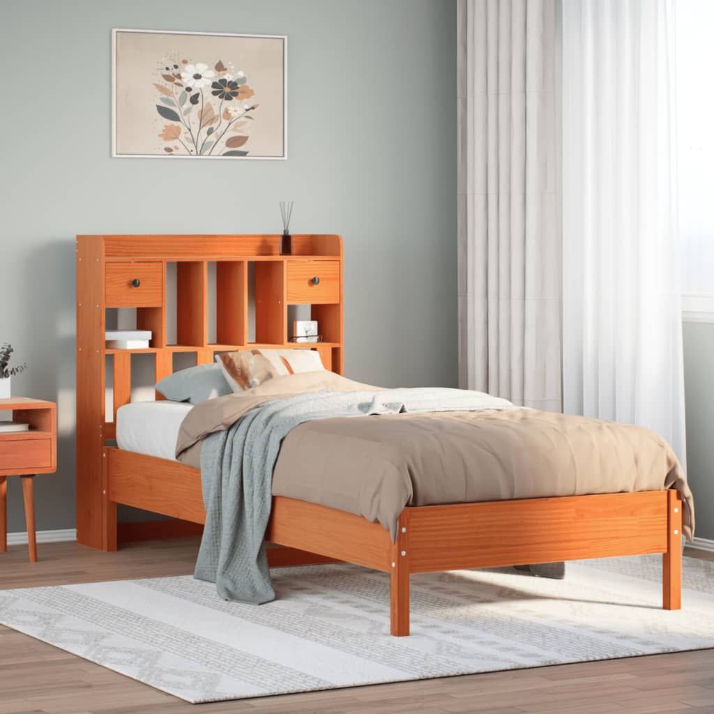 Bookcase Bed Without Mattress Solid Wood Pine