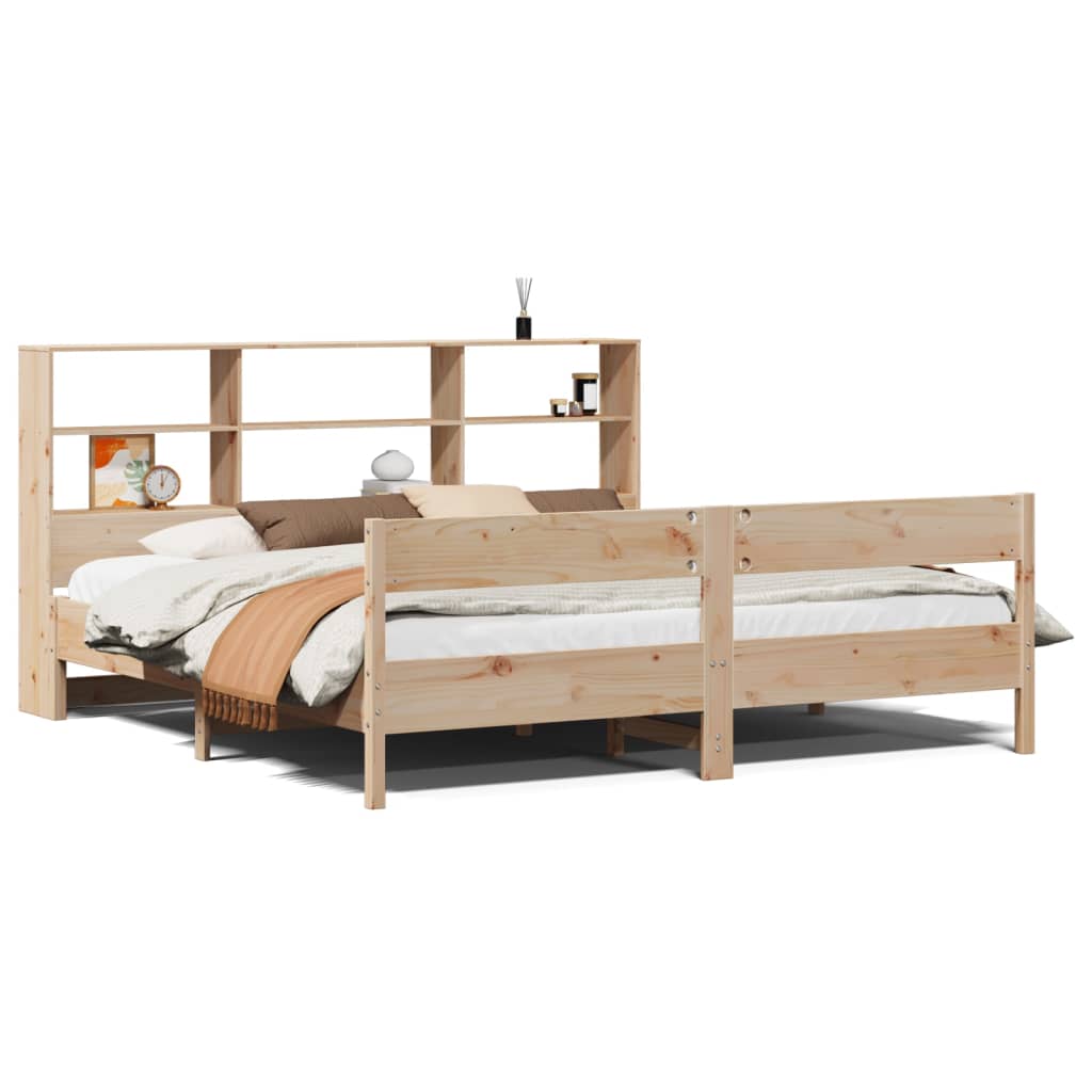 Bookcase Bed Without Mattress 200X200Cm Solid Wood Pine