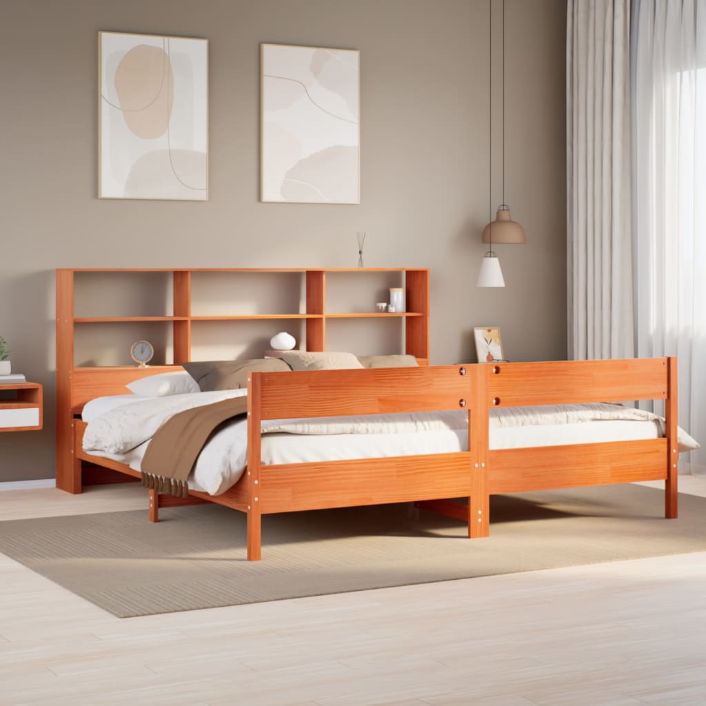 Bookcase Bed Without Mattress 200X200Cm Solid Wood Pine