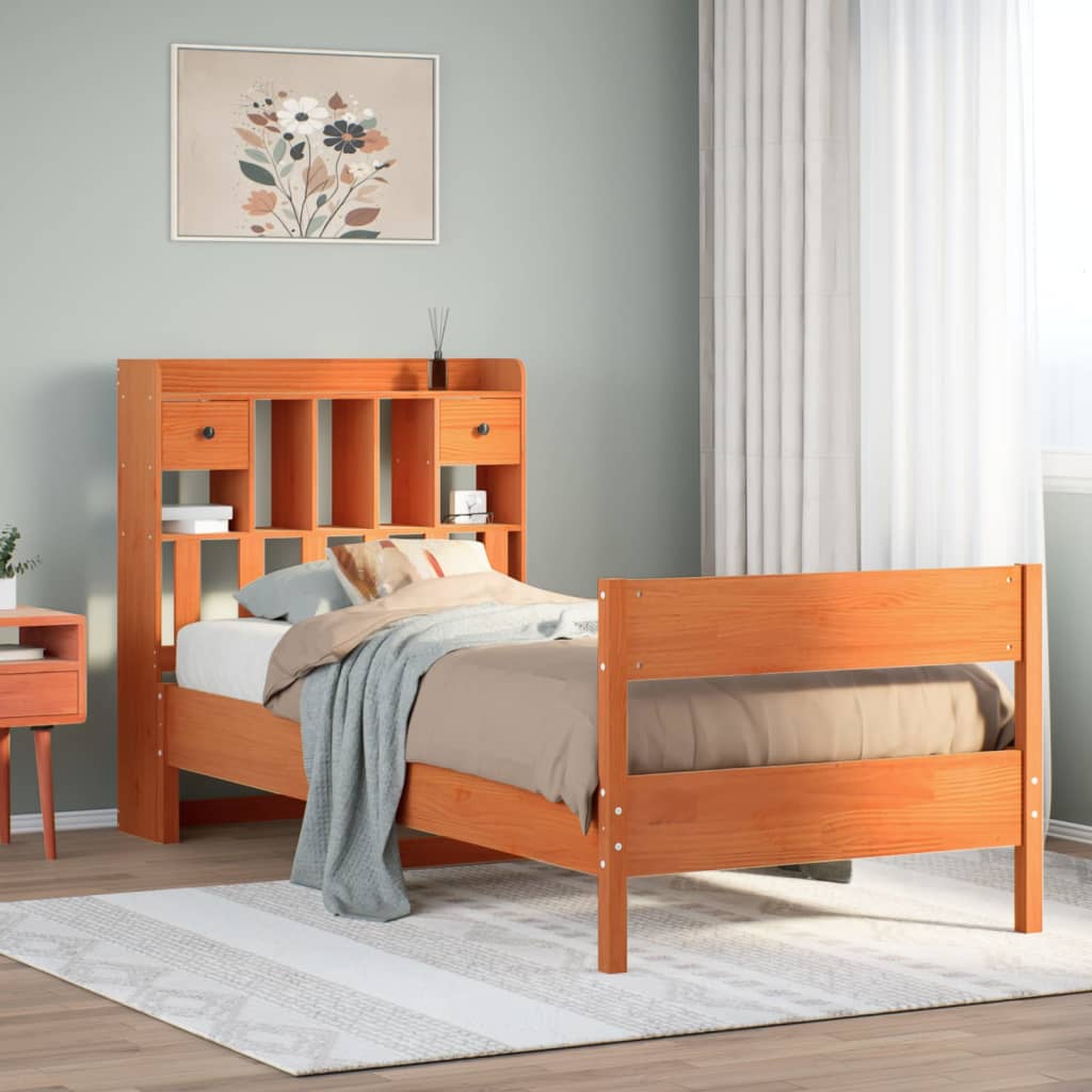 Bookcase Bed Without Mattress Solid Wood Pine