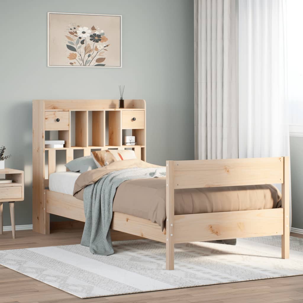 Bookcase Bed Without Mattress Solid Wood Pine