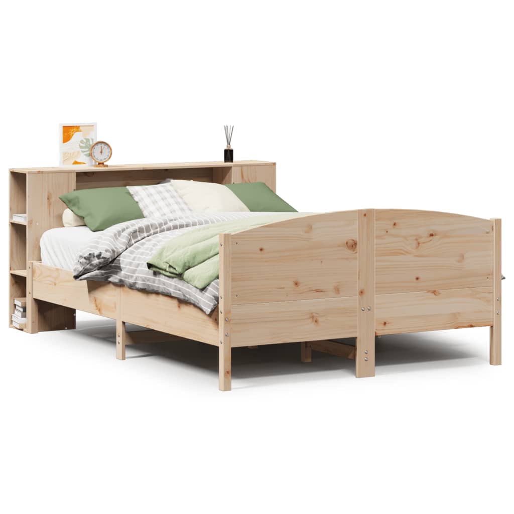 Bookcase Bed Without Mattress 150X200Cm Solid Wood Pine