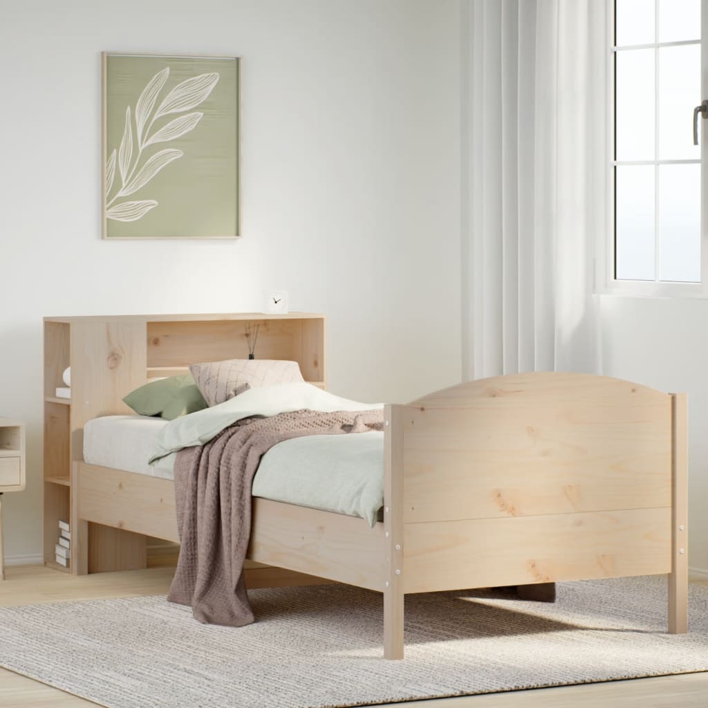 Bookcase Bed Without Mattress 90X200Cm Solid Wood Pine