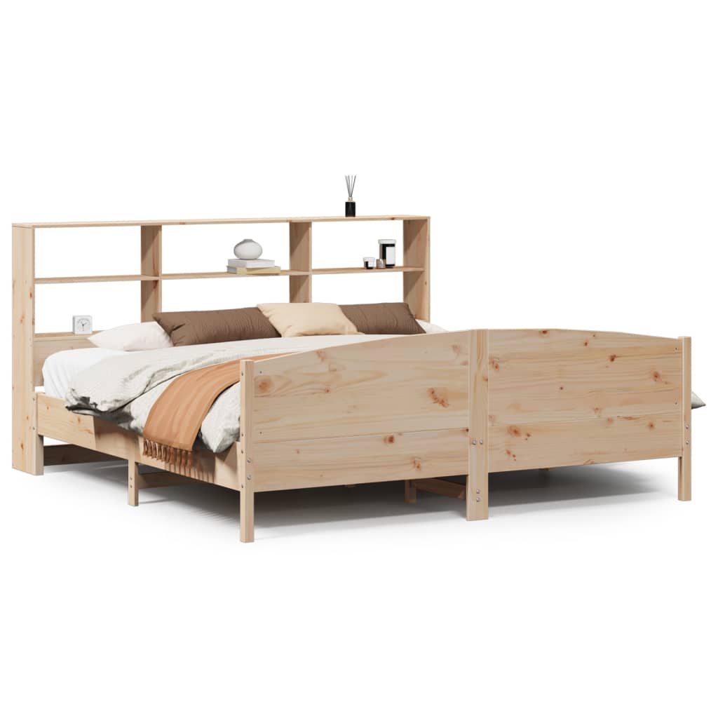 Bookcase Bed Without Mattress 200X200Cm Solid Wood Pine
