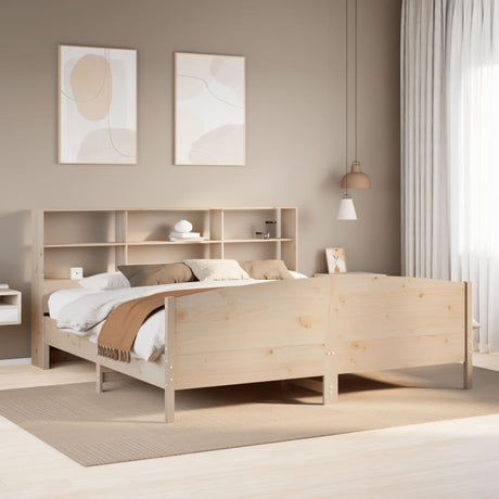 Bookcase Bed Without Mattress 200X200Cm Solid Wood Pine