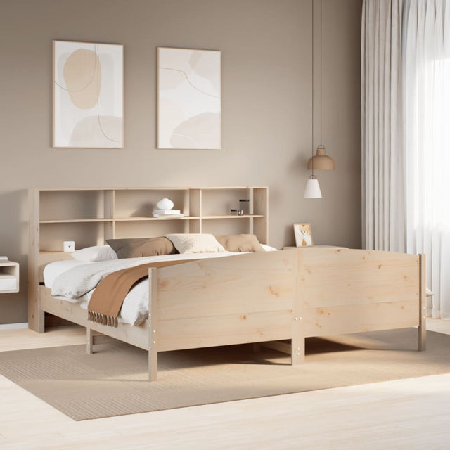 Bookcase Bed Without Mattress 200X200Cm Solid Wood Pine