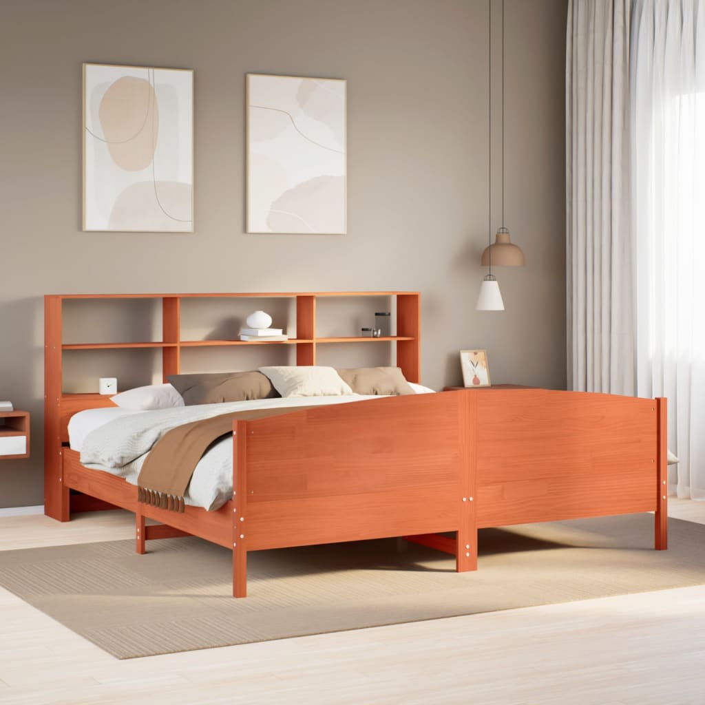 Bookcase Bed Without Mattress 200X200Cm Solid Wood Pine