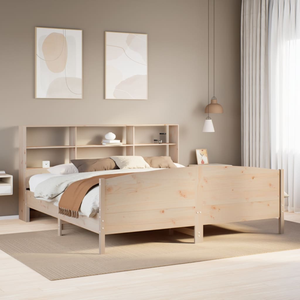 Bookcase Bed Without Mattress 200X200Cm Solid Wood Pine