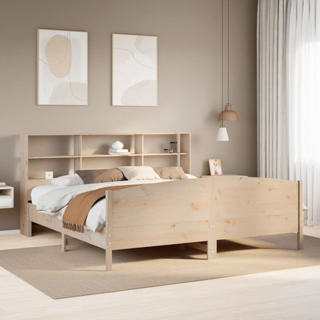 Bookcase Bed Without Mattress 200X200Cm Solid Wood Pine