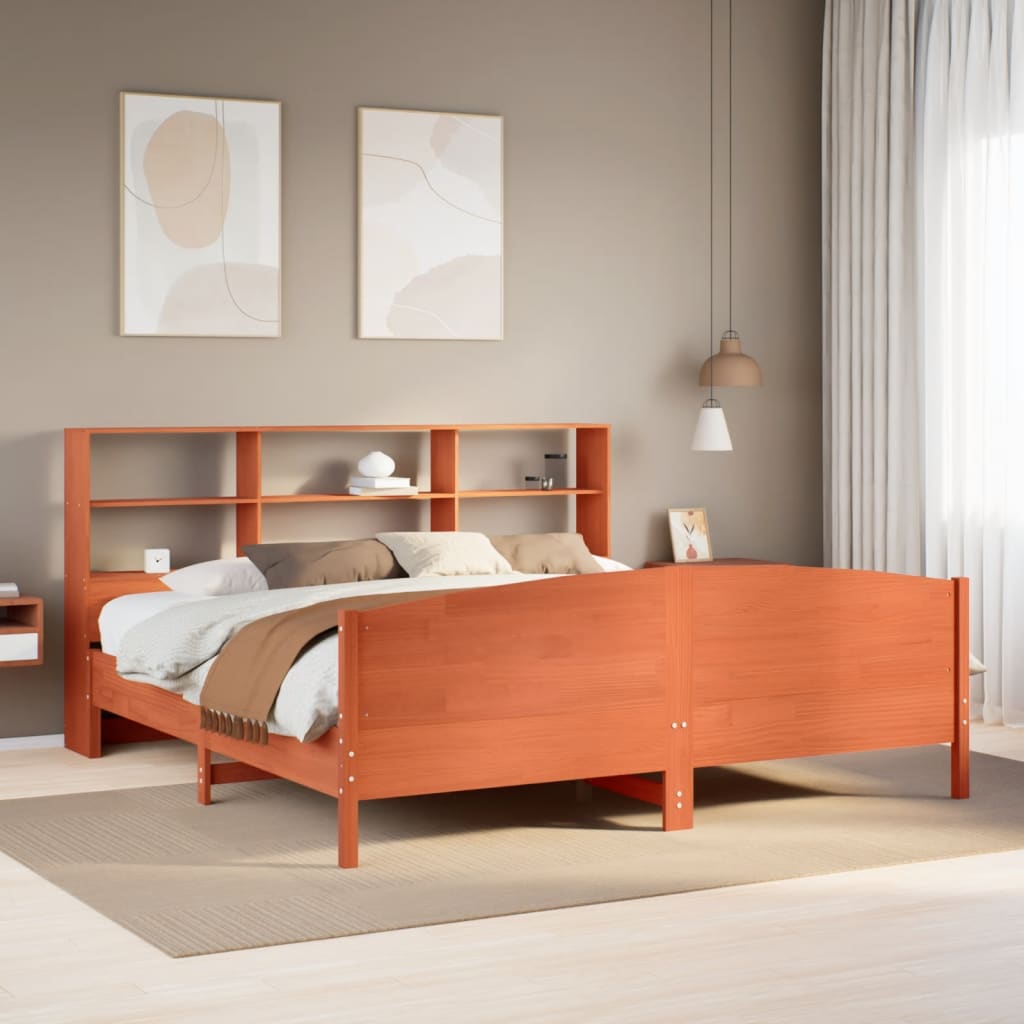 Bookcase Bed Without Mattress 200X200Cm Solid Wood Pine