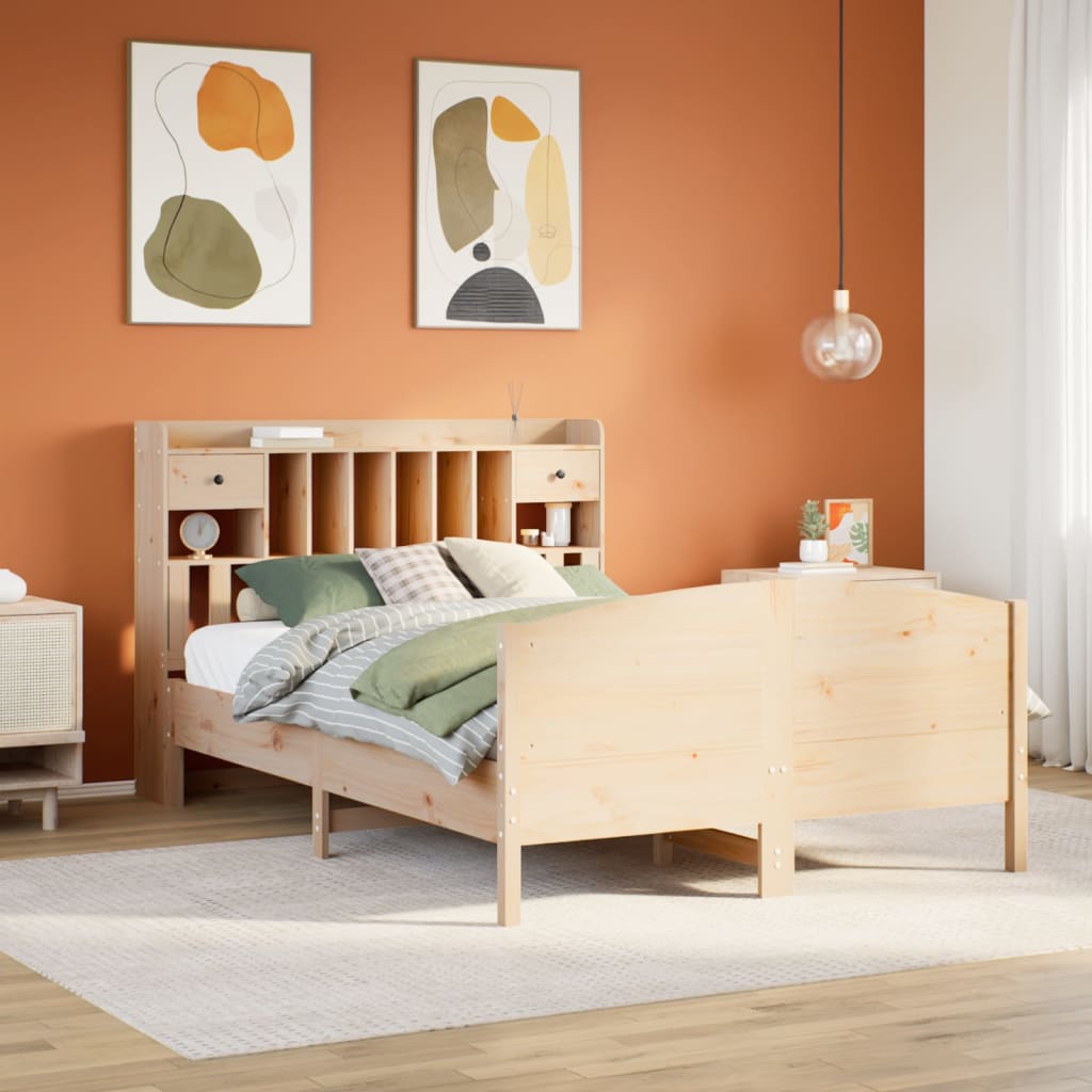 Bookcase Bed Without Mattress 120X200Cm Solid Wood Pine