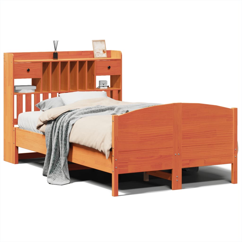 Bookcase Bed Without Mattress 120X200Cm Solid Wood Pine