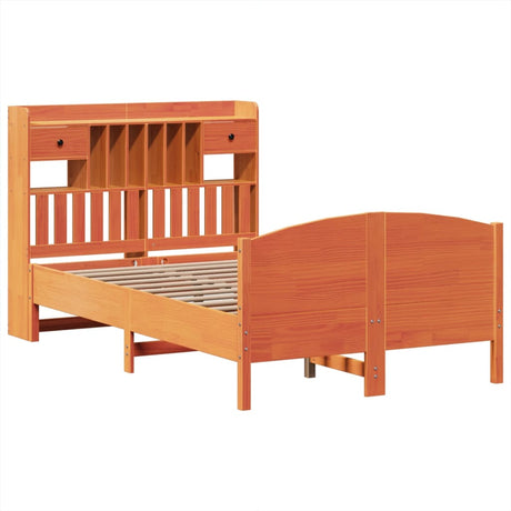 Bookcase Bed Without Mattress 120X200Cm Solid Wood Pine