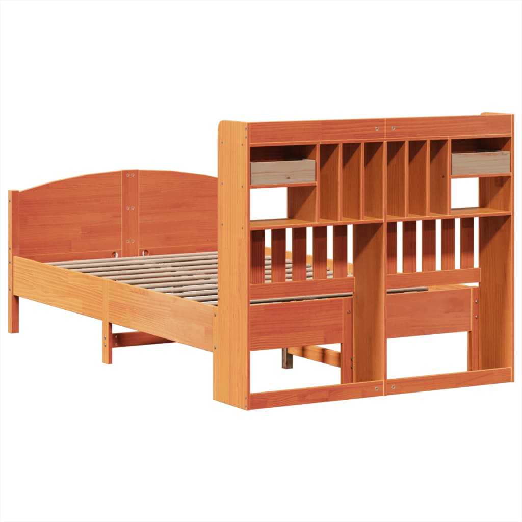 Bookcase Bed Without Mattress 120X200Cm Solid Wood Pine
