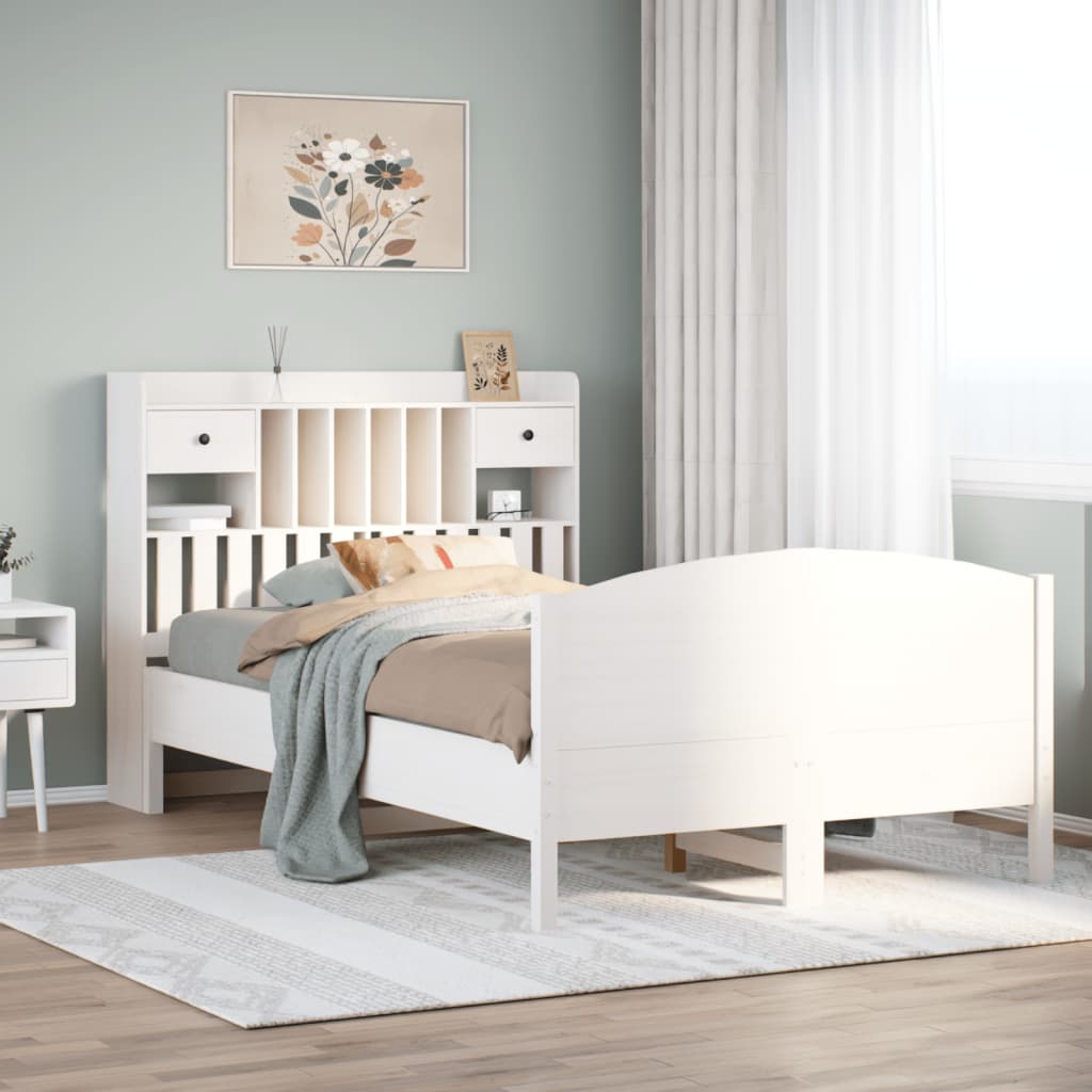 Bookcase Bed Without Mattress 120X200Cm Solid Wood Pine