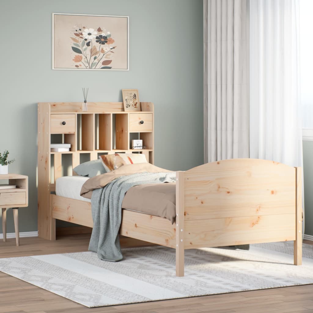 Bookcase Bed Without Mattress 120X200Cm Solid Wood Pine