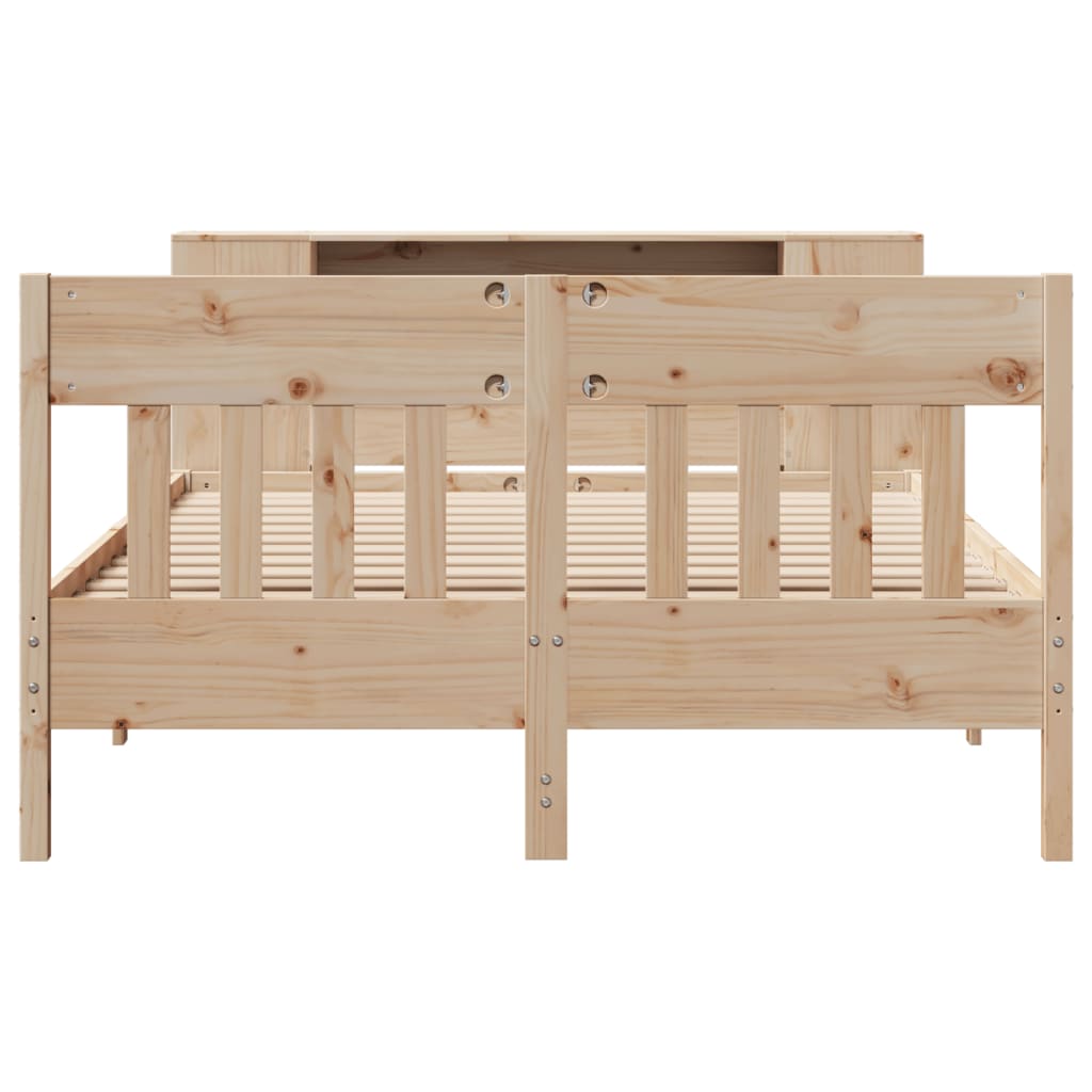 Bookcase Bed Without Mattress King Size Solid Wood Pine
