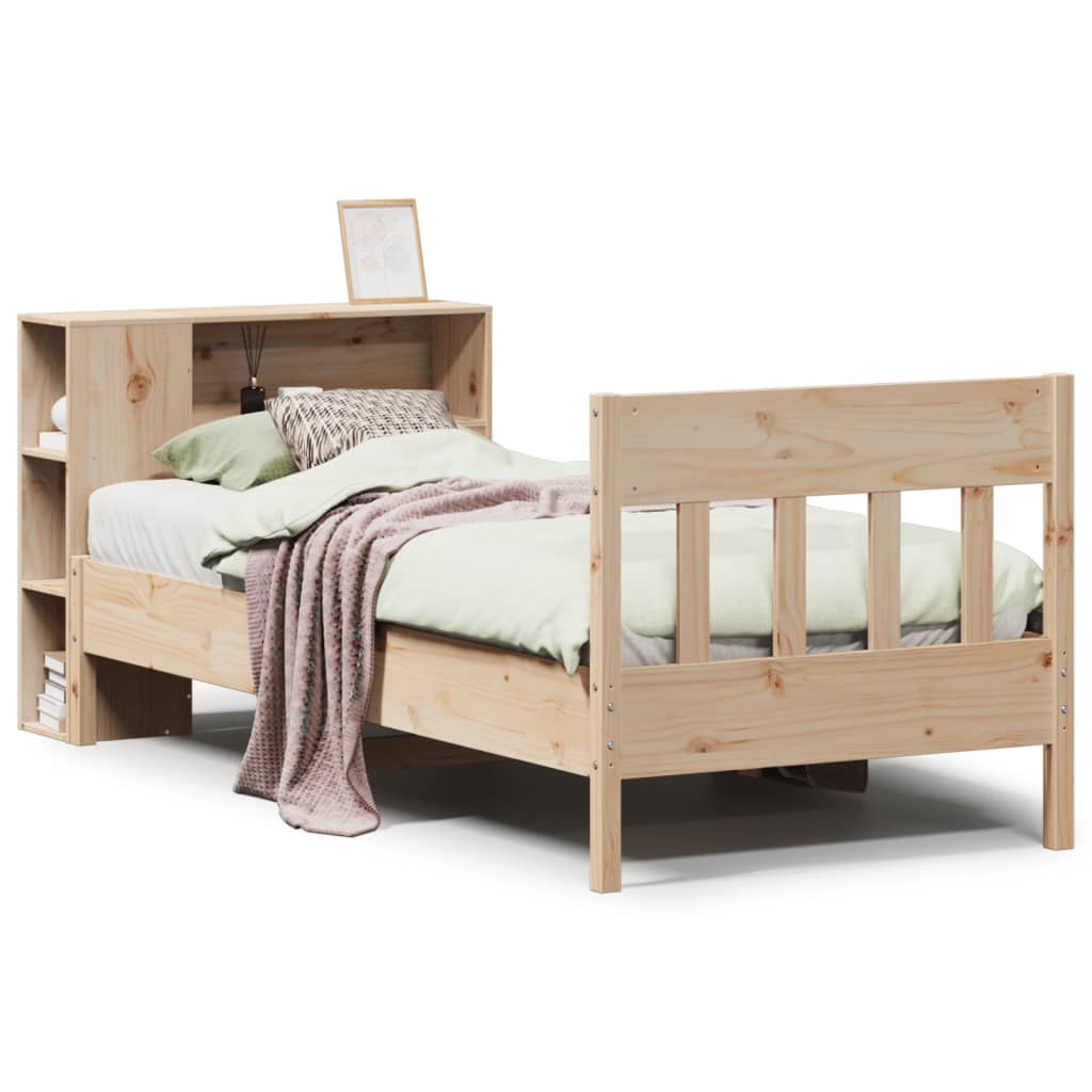 Bookcase Bed Without Mattress 100X200Cm Solid Wood Pine