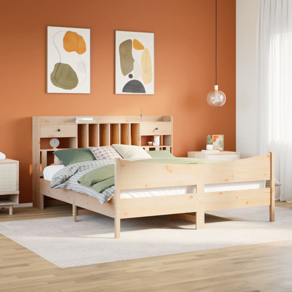 Bed Frame Without Mattress Double Solid Wood Pine