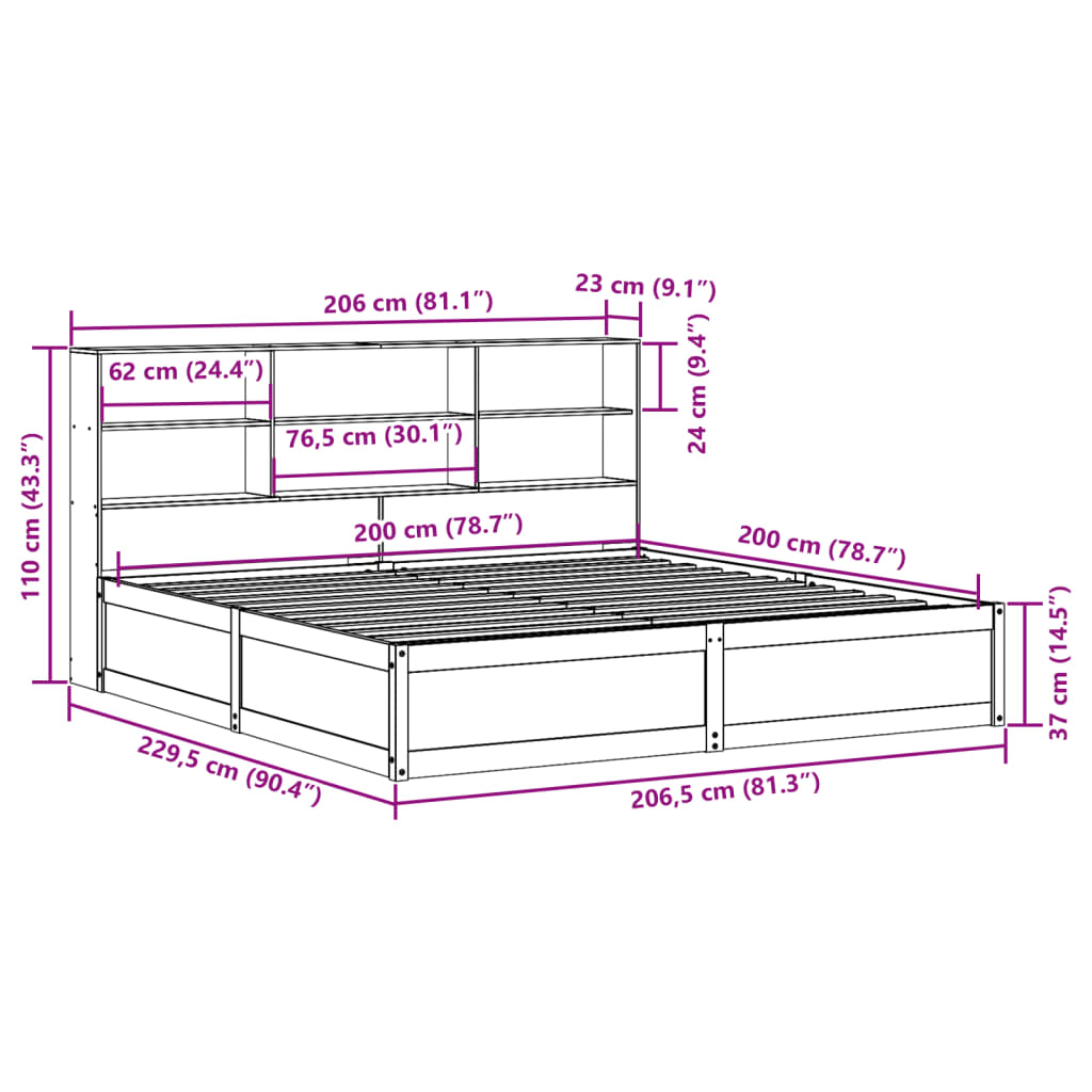 Bed Frame Without Mattress Solid Wood Pine