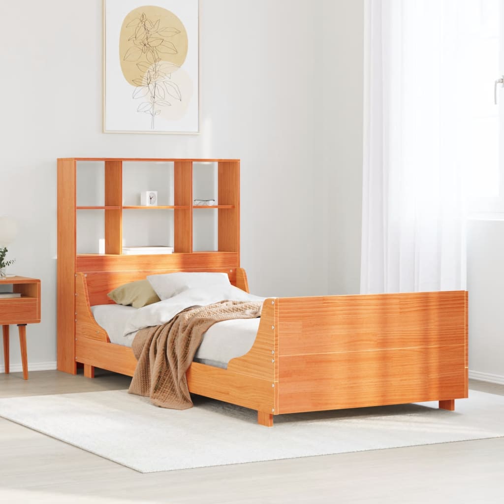 Bookcase Bed Without Mattress Solid Wood